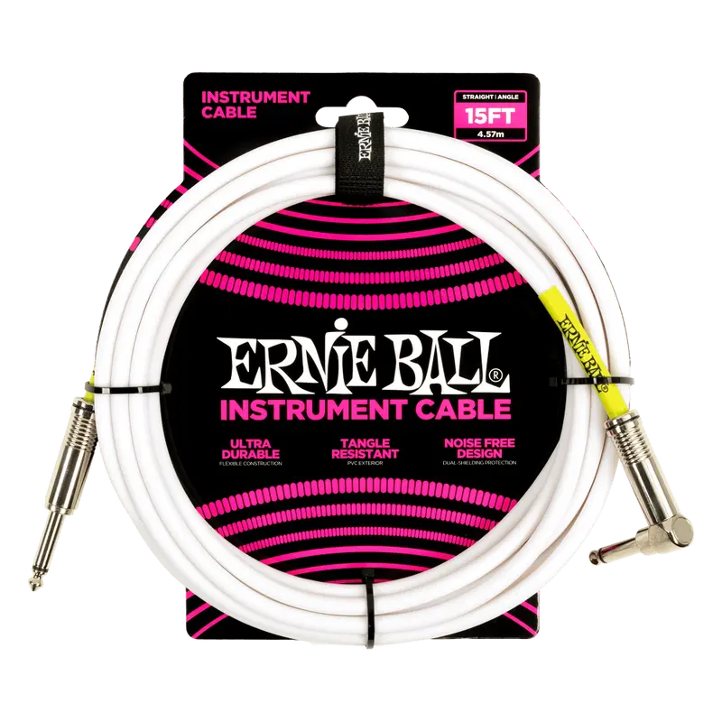 Ernie Ball Classic Instrument Cable Straight/Angle 15ft - White