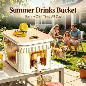 3L Beverage Barrel with Faucet, Ideal for Ice Water, Alcohol, Juice, Summer Parties, Music Festivals, Family BBQ, Cold Drink Bucket