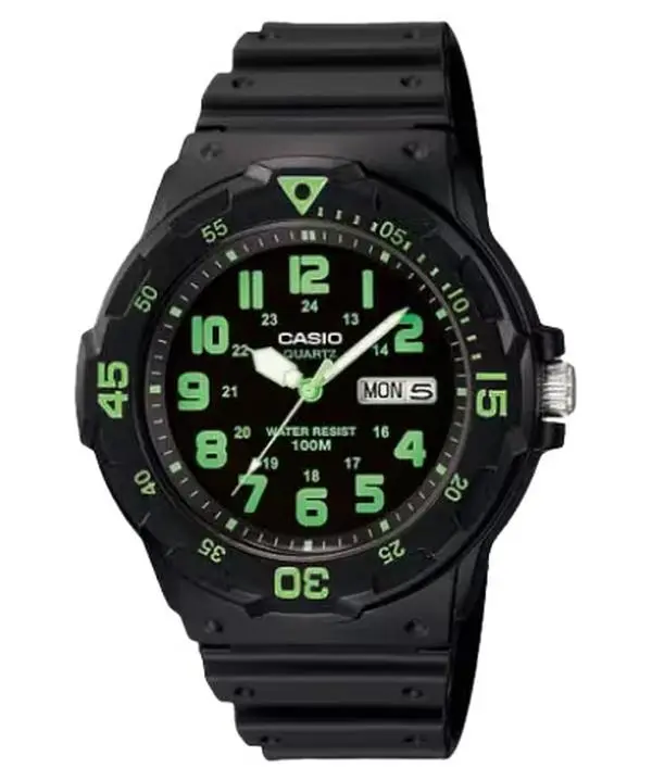 Casio Men’s Black and Green Analog Sport Watch - MRW-200H-3BV