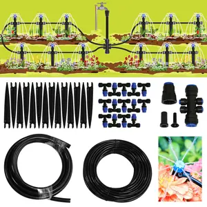 Drip Irrigation Kit Quick Connecting Garden Watering System Set for Lawn Raised Bed Greenhouse 1/4'' 1/2" Hard Tubing Drip Emitters Quick Connectors