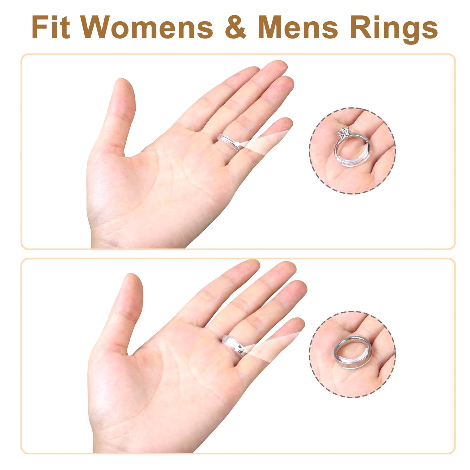 Ring Sizers for Loose Rings – Clip Ring Adjusters in 8 Sizes, Fits Bands Width to 1-8mm, Ring Resizer with Measuring Tool, Invisible Ring Guards for Women & Men