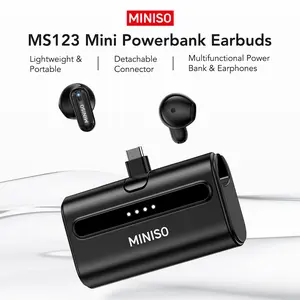 MINISO MS123 PowerBank Headset,Wireless Bluetooth Stereo In Ear Headphones,High Quality Sound Sports Earphones,Clear Calls,Ultra Long Battery Life,Light and Portable,Compatible with Android/iOS Systems