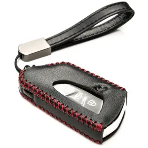 Vitodeco Genuine Leather Smart Key Fob Case Cover Protector Compatible with Volkswagen MK8 Golf GTI, ID4, Atlas, ID Buzz (2022-2026 Models) - 4-Button