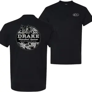 Drake Waterfowl Brown Camouflage Hunting Cotton T-Shirt Duck Pattern Southern Outdoor Style Tops Waterfowl Hunter Shirt Retro Mallard Camouflage T-Shirt Country Outdoor Apparel Streetwear Shortsleeve Crewneck