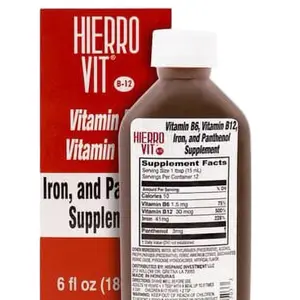 Hierro Vit B12 Reconstituted Antianemia Supplement 180 ml - Iron, B6 & B12 for Daily Energy Support & Anemia Correcting, Dietary Healthcare Milk Vitamin