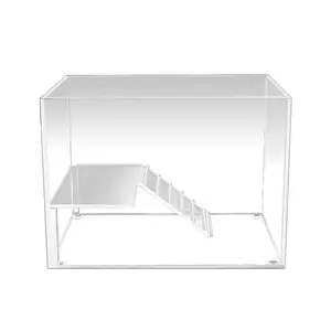 Acrylic Turtle Tank with Basking Platform Desktop Small Fish Tank Mini Ecological Goldfish Tank Home Office Desk Fish Tank