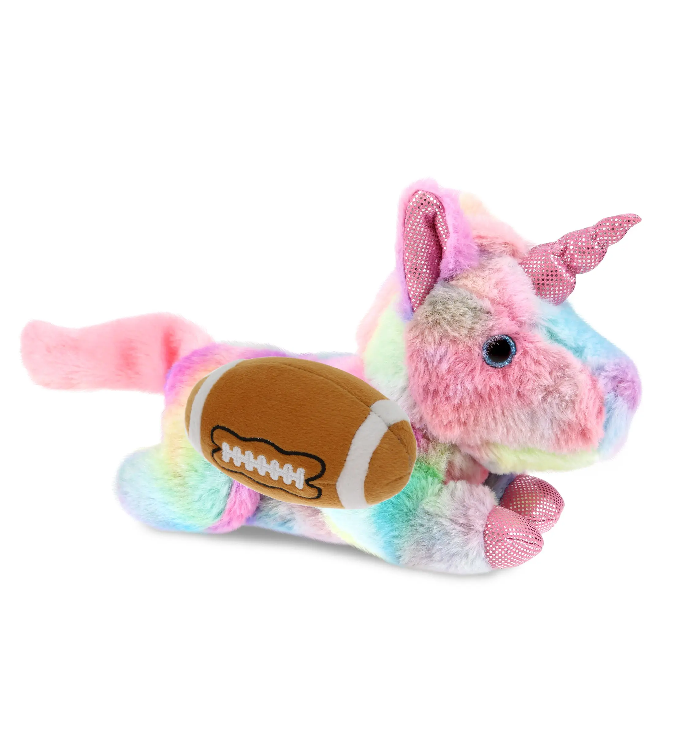 COTTON CANDY PLUSH - SUNDAY RAINBOW UNICORN WITH FOOTBALL PLUSH