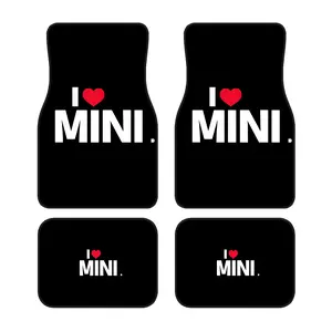 4pcs I Love MINI Car Floor Mats Compatible for MINI Vehicles, Fit for Sedans & SUVs, Minimalist Black Driver/Passenger/Rear/Trunk Floor Liners, Suitable for All Car Models