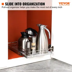 VEVOR  Pull Out Cabinet Organizer, Heavy Duty Slide Out Pantry Shelves, Chrome-Plated Steel Roll Out Drawers, Sliding Drawer Storage For Home, Inside Kitchen Cabinet, Bathroom, Under Sink