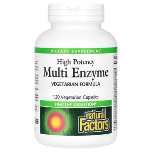 Natural Factors High Potency, Multi Enzyme, 120 Vegetarian Capsules