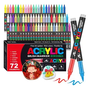 Acrylic Markers Customizing my shoes/phone case 12-72 Colors Acrylic Paint Pens Markers Brush Tip Paint Markers for Rock Painting Wood Canvas Stone Christmas Gift DIY Crafts Art Marker Set
