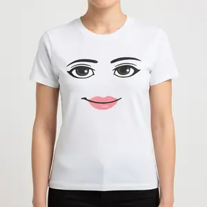 TeeBox Store Roblox Woman Face Game Graphic T-Shirt Soft Breathable Cotton Fabric All-Season Wear Aesthetic Novelty Robot Gamer Gift Casual Top - Womenswear