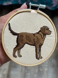 Chocolate Labrador Retriever Dog Machine Embroidered and Framed!  Unique Canine Charm Tabletop Decor for Home or Office! Other Designs and Breeds Available! Desktop Decoration Signs