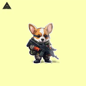 Tactical Corgi Sticker || vinyl sticker, water bottle sticker, tumbler stickers, laptop decals, waterproof sticker, tactical stickers, dogs Decor Decorative