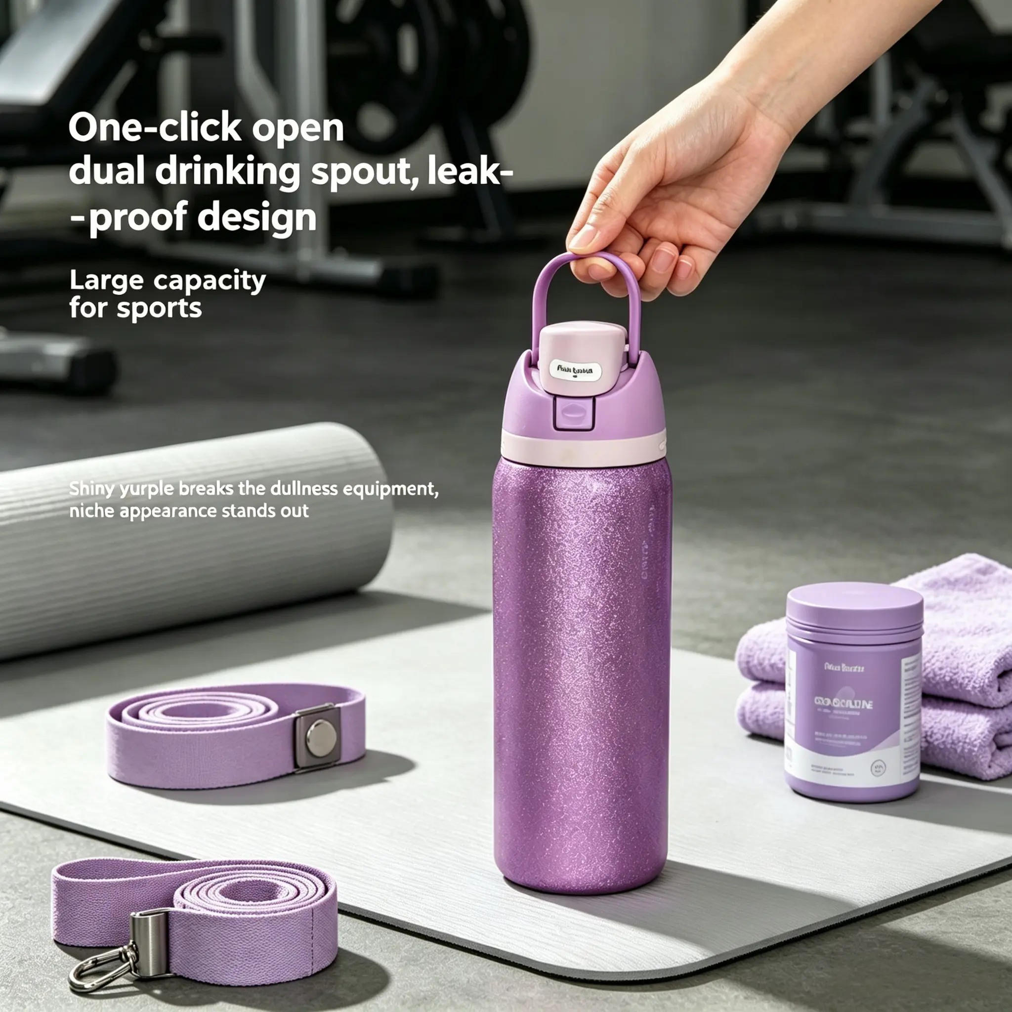 Owala 32oz Glitter Purple Vacuum Insulated Stainless Steel Water Bottle - Leak Resistant Tumbler, BPA-Free, Portable Lid, 24hr Cold Retention, Durable for Gym/Travel, Flasks, Stylish