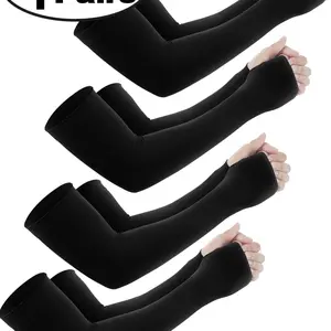 4Pairs Cooling Arm Sleeves, Summer Sun Protection Gloves with Thumb Hole, Versatile Outdoor Gear for Men and Women