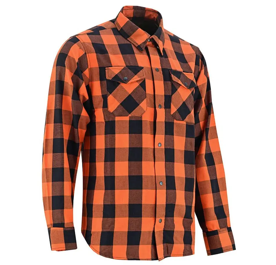 Alpha Check™ Men's Bold Plaid Flannel Shirt -  Orange and Black