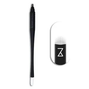 Mellie's Signature Microblading Eyebrow Pen (Pack of 10) - Disposable Microblading Pen with Sterilized Blade, Comfortable Rubber Grip and Pigment Sponge for Flawless Bro (U18 NANO .15mm, Black)