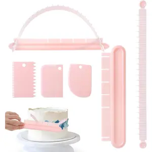 2 count Cake Arch Guide Tool, Cake Swag Marker Tool Flip Cakes Decorating Ruler, Graduated Scale & Marking Divider Set, Pastry Tools Kit with 3 Extra Scrapers,  for Baking & Decorating Cakes