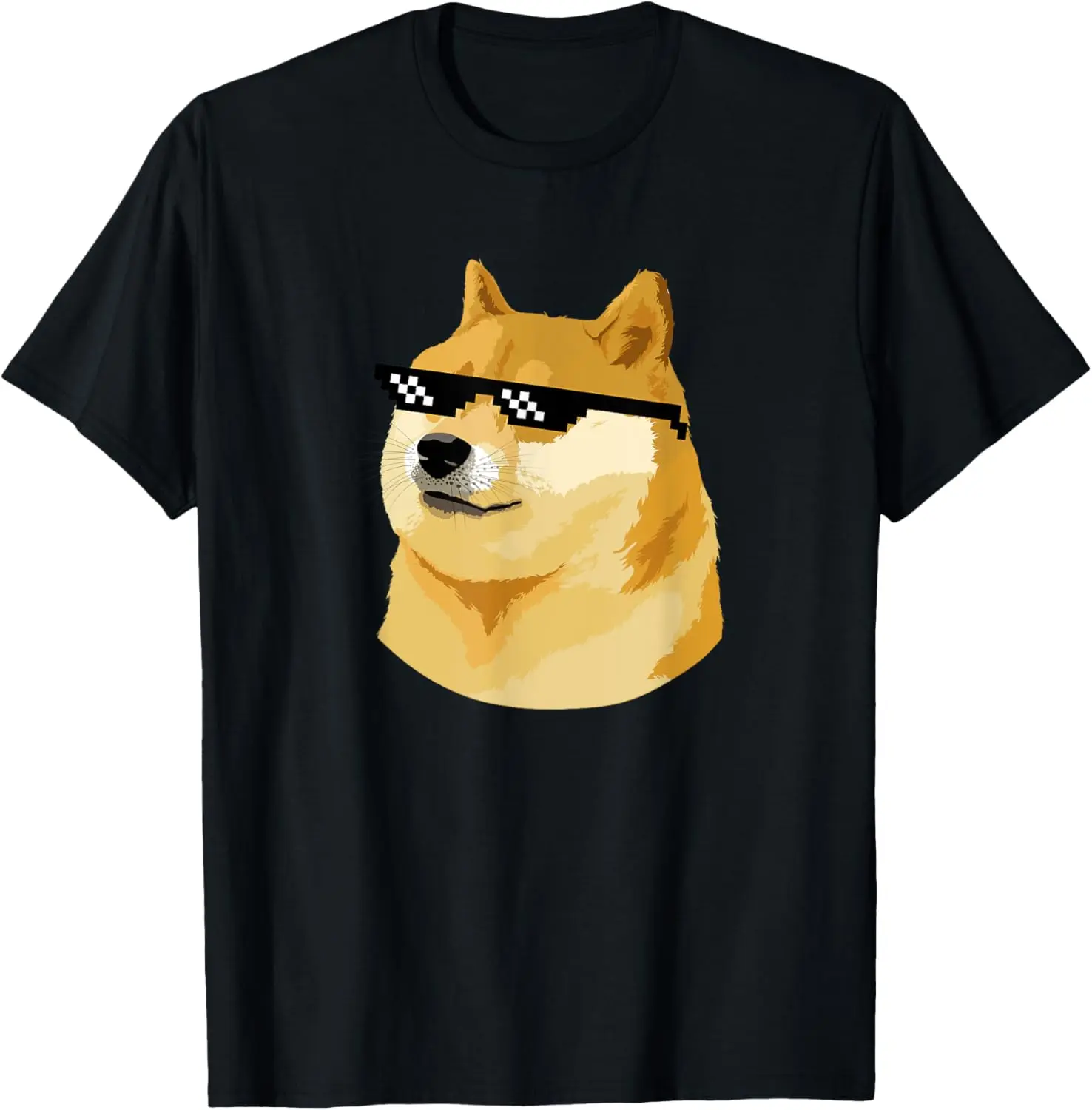 Pixelated Sunglasses Doge T-Shirt Pure Cotton Graphic Tees Menswear Top: Gifts for Men & Women