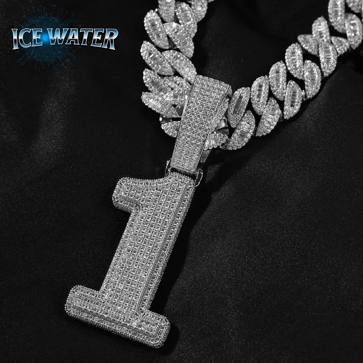 ICE WATER Large Number zirconia Hip Hop Pendant For DIY Couple