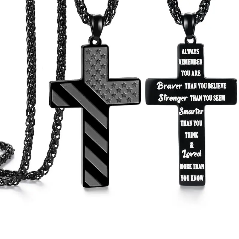 Christmas Gifts Cross Necklace for Men Teens Boys Gifts Graduation Teenage Him 10 12 Year Old Ideas Confirmation Birthday Cool Boyfriend Chain Son Christmas Day Stocking Stuffers Valentines Easter Black Friday Cyber Monday Holiday Gifts