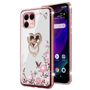 Tpu Phone Case for T-Mobile Revvl 8/revvl 8 Pro, Luxury Crystal Butterfly Heart Design, Durable Protective Cover for Women