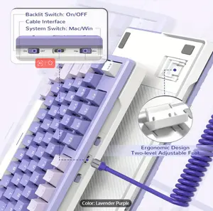 X87 RGB Gaming Keyboard - 5 Hot-Swappable Keys, PBT Keycaps, Ergonomic Design & Custom Coiled USB/Type-C Aviation Cable