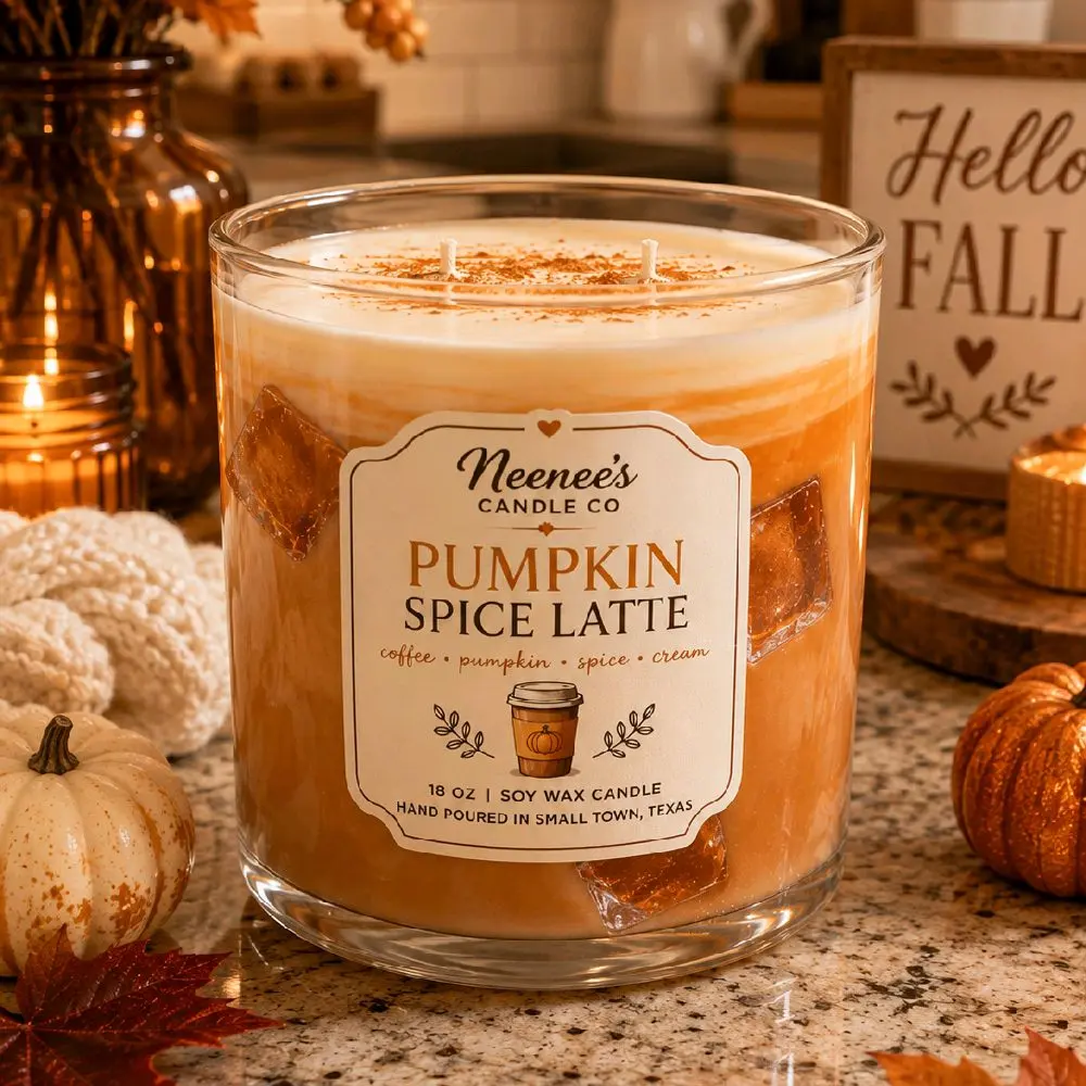 Soy Wax Pumpkin Spice Latte Candle Long-lasting aroma Fall Decor Gift