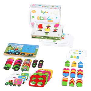 Logilan I.D.E.A. Farm 3-in-1  Play Set Montessori STEM Educational Toy Set for Ages 3-6 All-in-One Wooden Learning Kit with Shape Sorter Tangram Puzzle Letters Numbers Preschool Readiness Early Math Skills Building Blocks Toddler Busy Board
