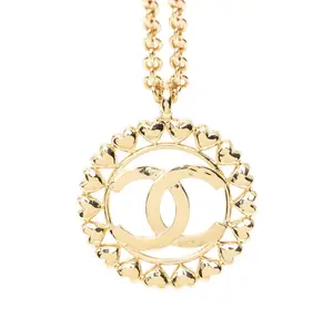 Pre-owned CHANEL 1 Small Leather Goods Coco Mark Heart Motif Necklace（great condition）GZ