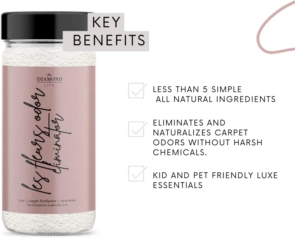 Home "Les Fleurs" Cherry Blossom & Peony Natural Carpet Powder,Mattress & Upholstery Freshener, Odor Eliminator For Homes With Kids & Pets