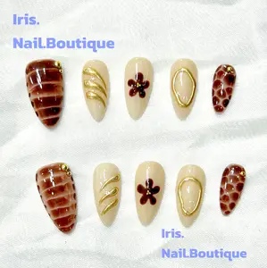 Iris Boutique Tortoise Shell 3D Reusable Press On Nail Set 10 PCS