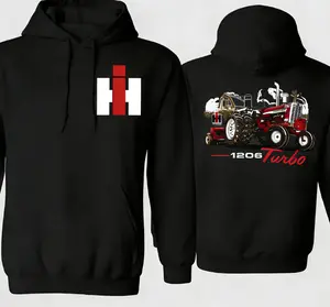 IH 1206 Turbo Hoodie - Funny & Stylish International Harvester Vintage Red Tractor Graphic Pullover Cozy Fall Winter Classic Casual Party Farmwear Unisex Sweatshirt for Tractor Lovers