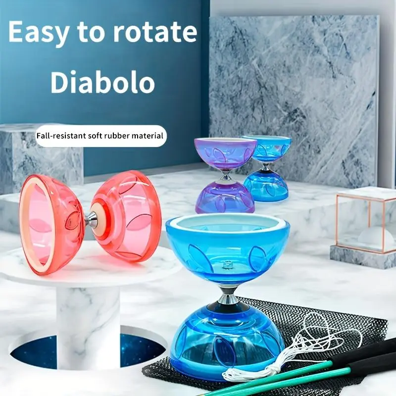 Small Bearing Fitness Diabolo, Juggling Performance Tumbling Ball, Double-Headed Pulling Bell, Traditional Chinese Folk Juggling Spinning Entertainment Equipment Yo-Yo