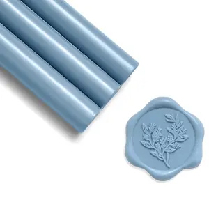 Light Dusty Blue Glue Gun Sealing Wax Sticks for Wax Seal Stamp - Perfect for Wedding Invitations, Cards Envelopes, Snail Mails, Wine Packages, Christmas Gift Ideas, Pack of 8