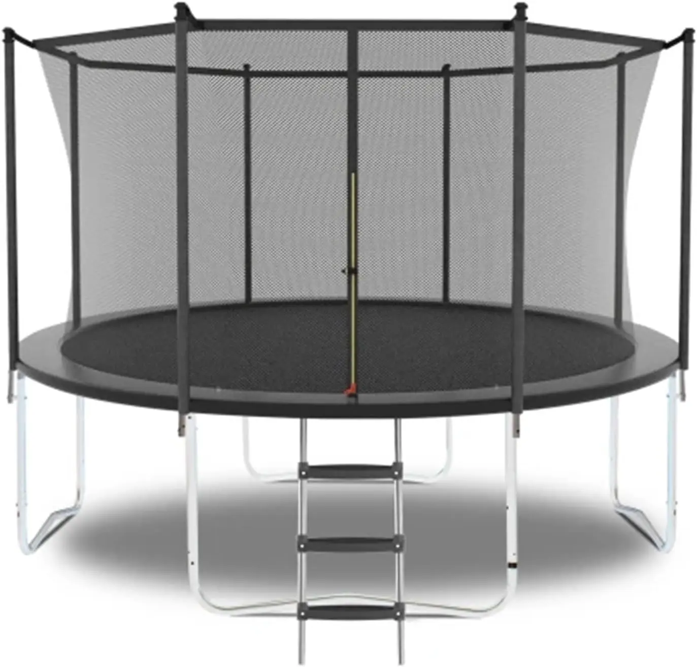 FIZCKEOM 8-16FT Heavy-Duty Outdoor Trampoline for Kids & Adults with Safety Enclosure Net, Ladder Access, and Sturdy Galvanised Springs, 400 LBS Weight Capacity, Safety Net, Thickened Rust-Proof Steel, Wear-Resistant Trampoline Mat, Outdoor Play, Jumping,