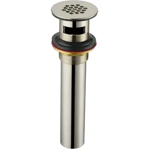 Grid Drain Strainer Assembly with Overflow for Bathroom Sink, Made of Brass Brushed Nickel