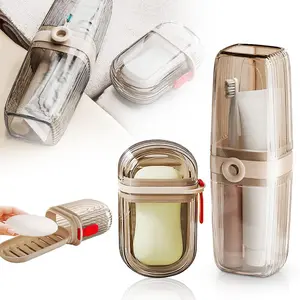 Travel Toothbrush Case Set - Portable Toothbrush & Toothpast Holder - Travel Soap Container with Lid, Portable Business Trips Wash Cup Minimalist Large Capacity Toothpast Storage Box
