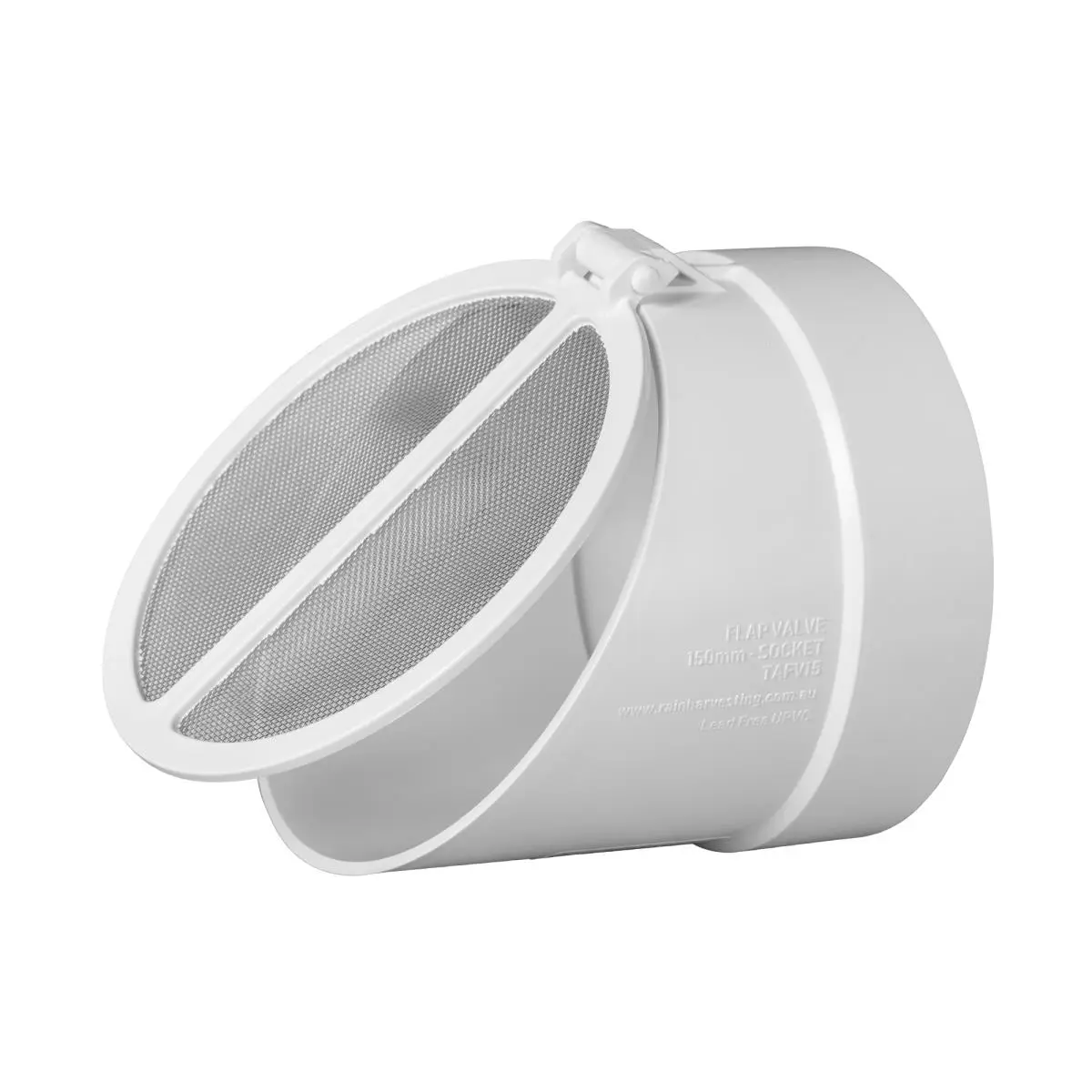 Rain Harvesting 6 in. TAFV15 Flap Valve with Vented Screen - For Overflow Pipes, Charged Line, End of Pipe Use, Allows Unimpeded Water Flow, Keeps Mosquitoes Out, Allows Water Flow Unimpeded