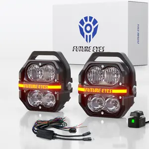 Future Eyes 120W LED Motorcycle Lights, High & Low Beam, Amber Fog Light, Waterproof Off-Road Auxiliary Headlight for Night Riding, ATV, UTV, and Motorcycle Fog & Driving Lights