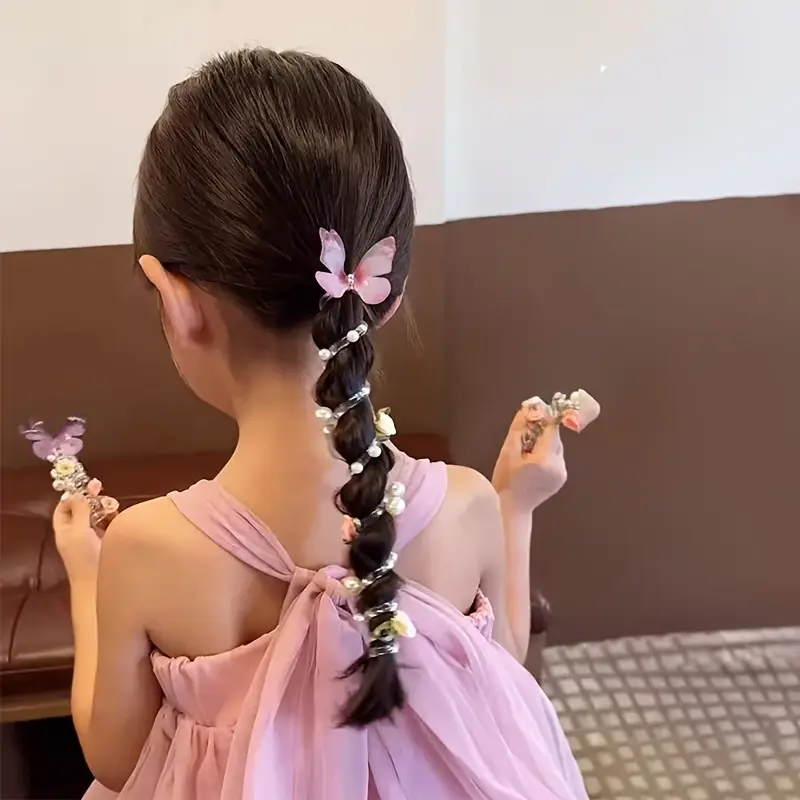 Cute Butterfly Decor Hair Tie, Hair Accessories for Girls, Heatless Styling Tools for Daily Wear, Party, Festival
