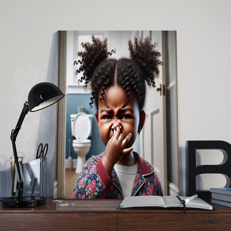 Black Girl Bathroom Poster, Funny African American Bathroom Wall Decor, Kids Bathroom  Prints, African American  Decor Print unique photo car accessory restaurant Modern anime green minimalist art unframed poster decor woman canvas wall art kitchen sign