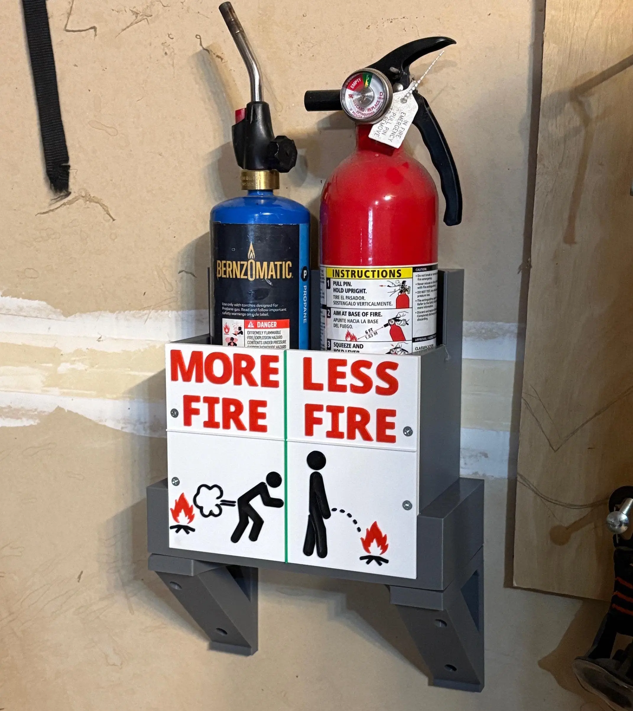 More Fire Less Fire - Torch and Fire Extinguisher Shelf More Fire Less Fire - Torch and Fire Extinguisher Shelf