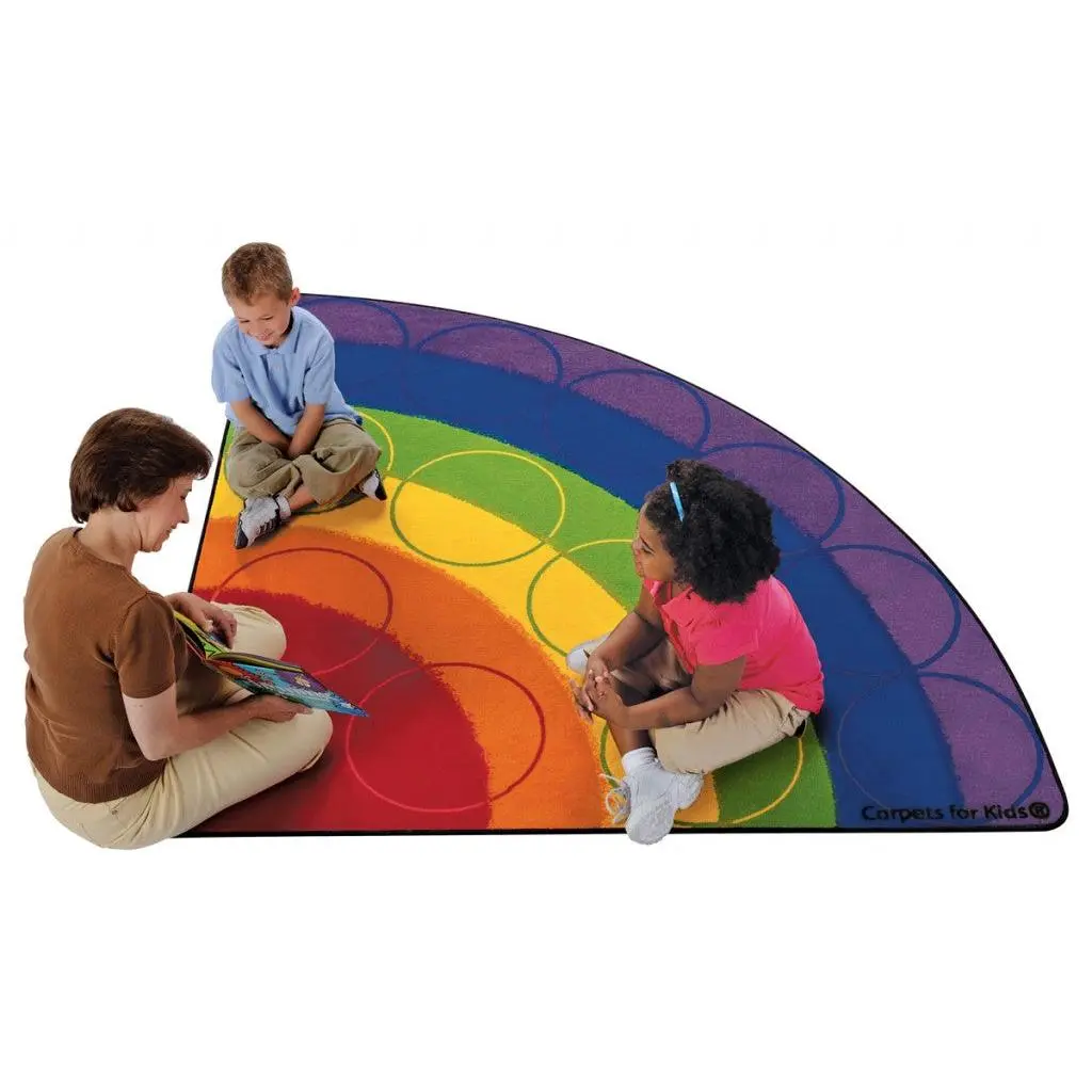 Carpets for Kids Rainbow Rows Seating Classroom Rug,6' Corner
