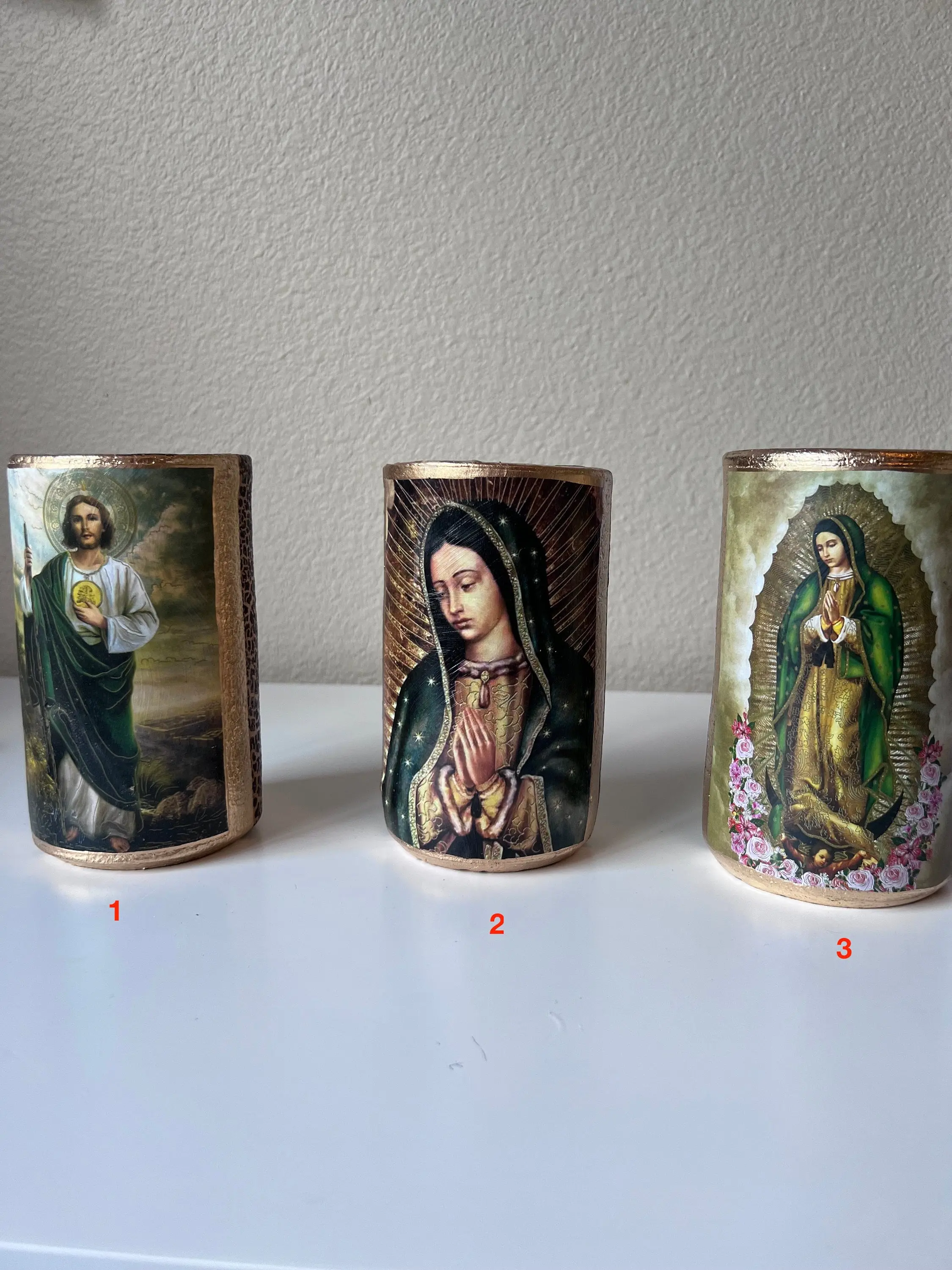 Virgen of Guadalupe Christ Candle 6 Inches Cirio Paschal Easter Lent Cirio Pascual Holy Week Semana Santa Vela de la Virgen de Guadalupe Religious Gift