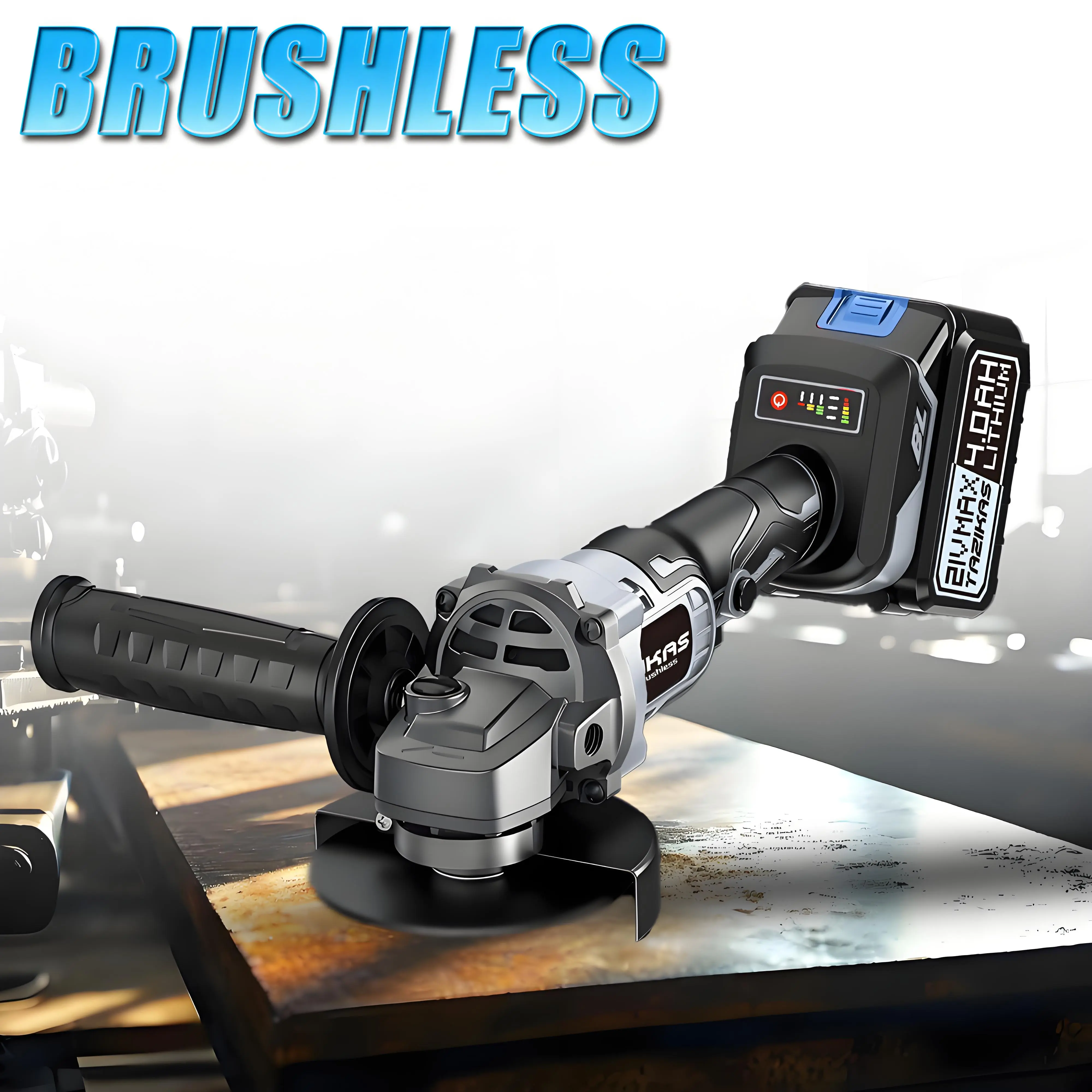 TAZIKAS 21V Cordless Angle Grinder - 8500RPM High-Speed Brushless Motor, suitable for grinding and polishing wood and metal, 4000mAh high-capacity battery