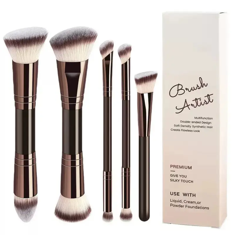 5pcs Makeup Brush Set with Foundation Brush Loose Powder Brush， Blush Brush Contour Brush Concealer Brush Eyeshadow Brush Eyebrow Brush, Essential Beauty Tools Kit, Perfect for Daily Use and Travel, High-Quality Cosmetics，gift