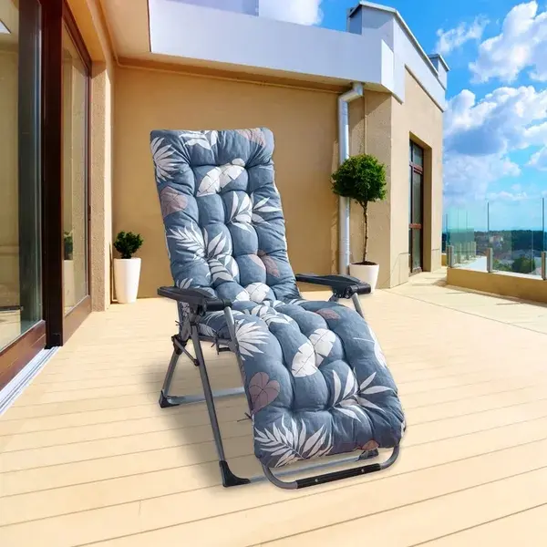 Ergonomic All-Seasons Anti-Slip Silicone Base Outdoor Chaise Lounger Replacement Cushion for Adults - Fits Rocking Chair Cushions, Recliners, Deck Chairs