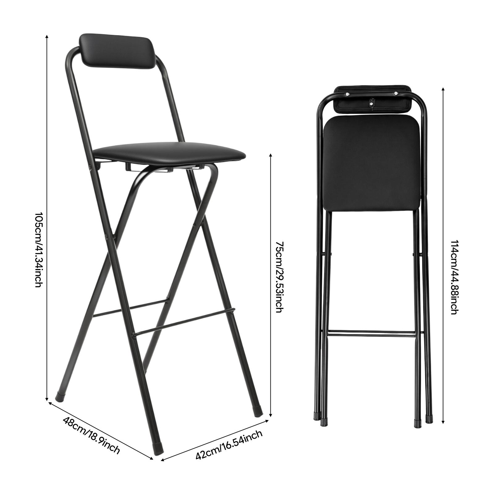 Foldable Bar Stool with PU Cushioned Seat & Backrest, Heavy Duty 275 lbs Capacity Space-Saving Counter Chair, Electrostatic Coated Carbon Steel Frame for Home Bar Kitchen Pub Bistro, No Assembly Required Foldable Bar Stool with PU Cushioned Seat & Backrest, Heavy Duty 275 lbs Capacity Space-Saving Counter Chair, Electrostatic Coated Carbon Steel Frame for Home Bar Kitchen Pub Bistro, No Assembly Required